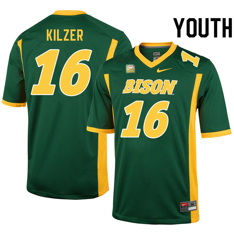 Youth #16 Jacob Kilzer North Dakota State Bison College Football Jerseys Stitched-Green